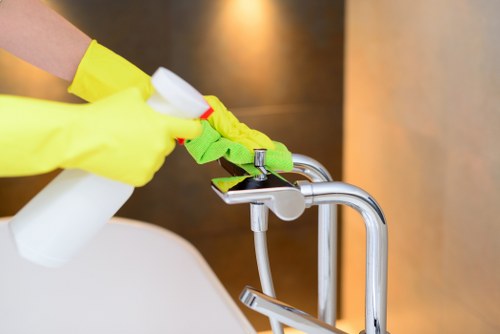 Office cleaning team maintaining a professional workspace