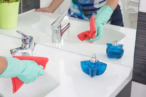 Sanitized conference room prepared for meetings