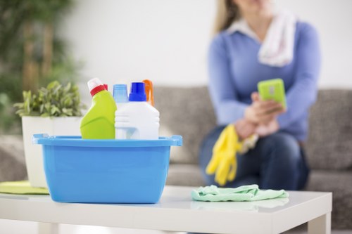 Commercial cleaning staff working in a safety-focused facility